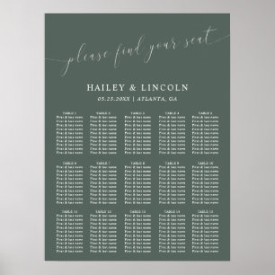 Green Minimal Wedding Seating Chart