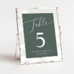 Green Minimal Wedding   Table Number<br><div class="desc">Minimal and elegant wedding table number featuring modern script text that says "Table" at the top on a forest green background.</div>