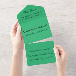 Green Minimalist All In One Wedding Invitation