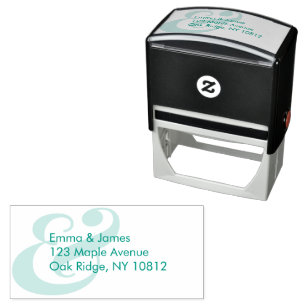 Green Minimalist Ampersand Wedding Return Address Self-inking Stamp