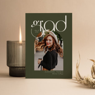 Green Minimalist Arch Modern 5 Photo Graduation Invitation