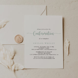 Green Minimalist Calligraphy Confirmation Invitation