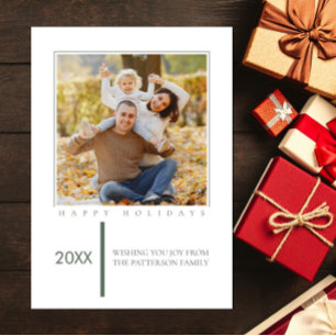 Green Minimalist Chic Holiday Photo Card