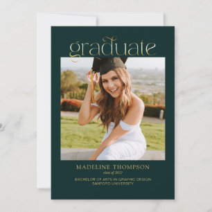 Green Minimalist Classy Photo Collage Graduation Invitation
