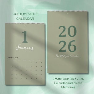 Green Minimalist Clean Modern Design Calendar