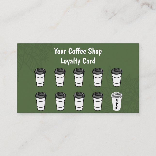 Green Minimalist Coffee Loyalty Card (Front)