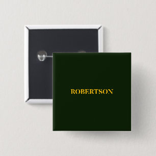Green minimalist custom name  15 cm square badge