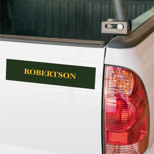 Green minimalist custom name  bumper sticker (On Truck)