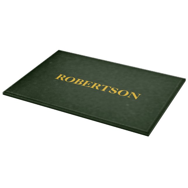 Green minimalist custom name  cutting board (Corner)