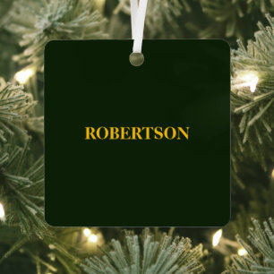 Green minimalist custom name metal tree decoration
