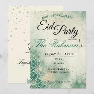 Green Minimalist  elegant Eid Party Invitation 