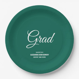 Green Minimalist Modern Graduation Party Paper Plate