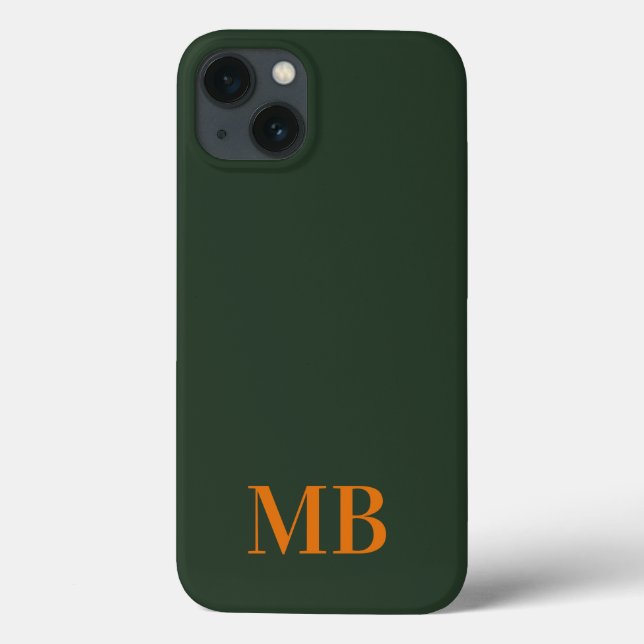 Green Minimalist Modern Initial Monogram Case-Mate iPhone Case (Back)