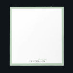 Green Minimalist personalised stationery Notepad<br><div class="desc">Elegant modern minimalist typography name design in light green and dark grey colour,  simple and stylish. great professional personalised stationery.
See all the matching pieces in collection</div>