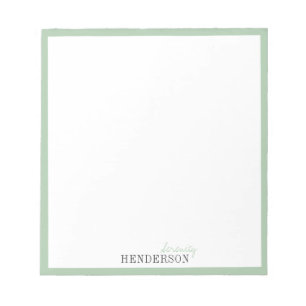 Green Minimalist personalised stationery Notepad