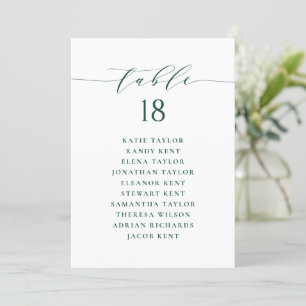 Green Minimalist Script Seating Plan Table Number