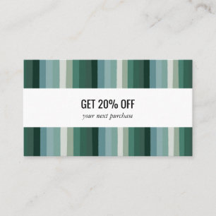 Green Minimalist Stripes Handmade  Discount Card