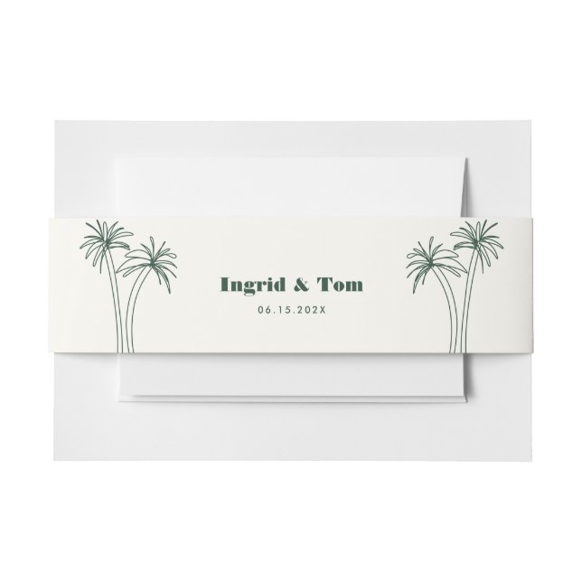 Green Minimalist Tropics Invitation Belly Band (Front Example)
