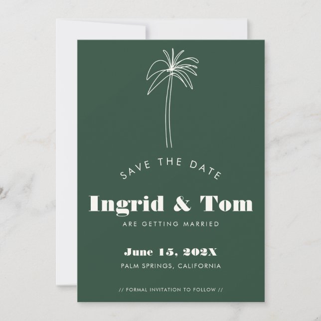 Green Minimalist Tropics Save The Date (Front)