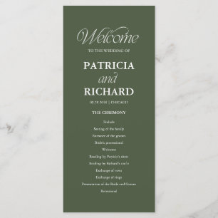 Green Minimalist Wedding Order of Service Program