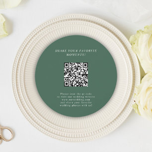 Green Minimalist Wedding QR Code Enclosure Card
