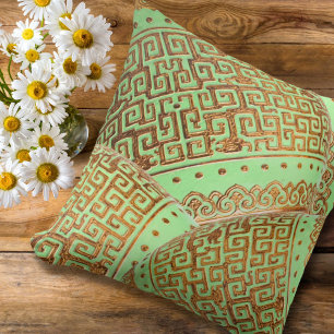 Green Mint And Gold Vintage Patterns  Cushion
