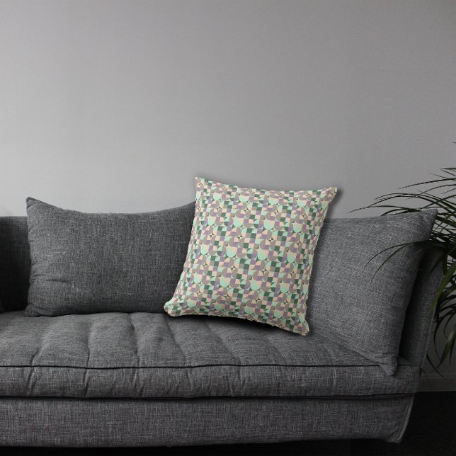 Green mint beige abstract geometric pattern cushion (Creator Uploaded)
