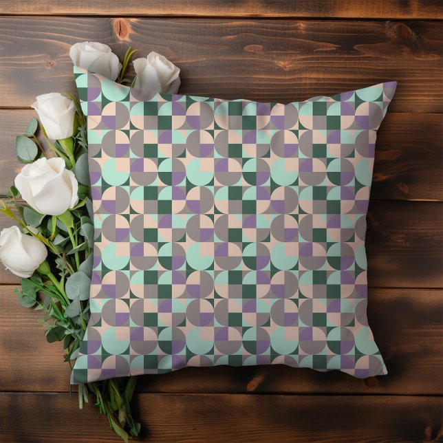 Green mint beige abstract geometric pattern cushion (Creator Uploaded)