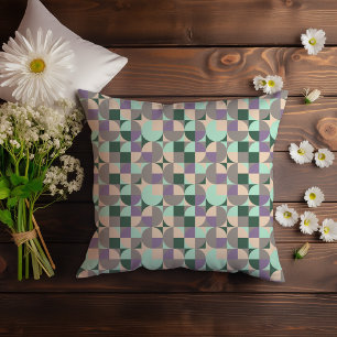 Green mint beige abstract geometric pattern cushion