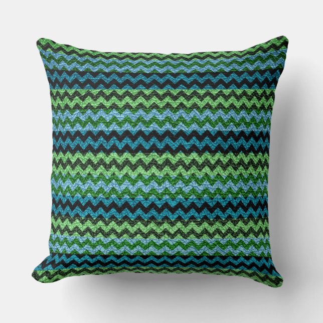 Green Mint Chevron Stripes Pattern Cushion (Front)