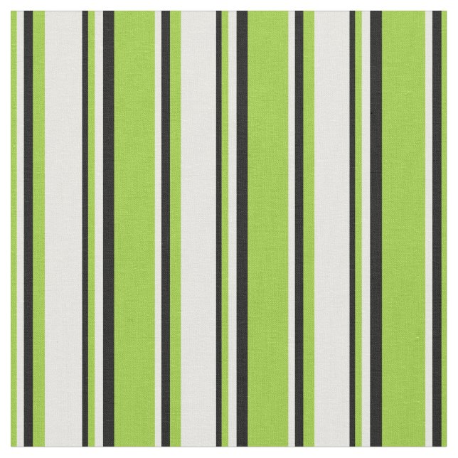 Green, Mint Cream, and Black Coloured Lines Fabric (Close Up)