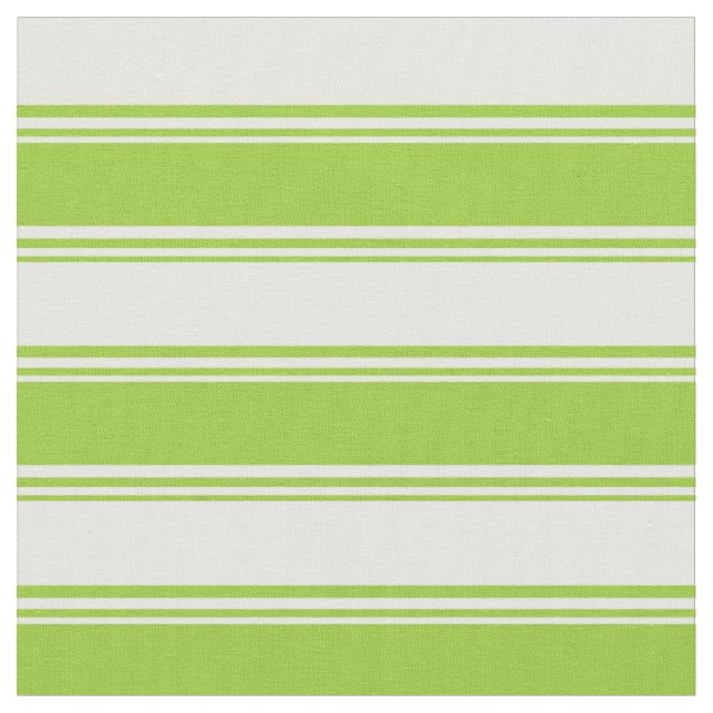 Green & Mint Cream Coloured Lined/Striped Pattern Fabric (Close Up)