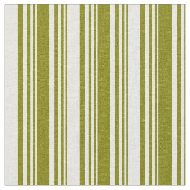 Green & Mint Cream Coloured Pattern of Stripes Fabric (Close Up)