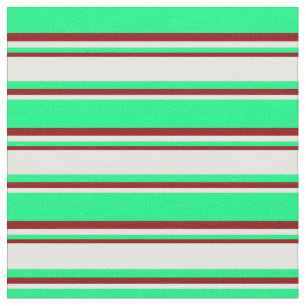 Green, Mint Cream & Dark Red Coloured Pattern Fabric
