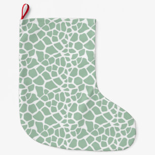 Green Mint Giraffe Print Large Christmas Stocking