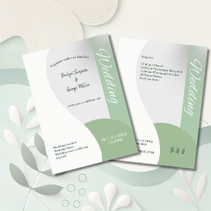 green mint tones simple boho chic wedding  invitation