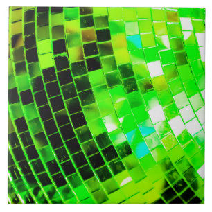 Green Mirrored Disco Ball Ceramic Tile
