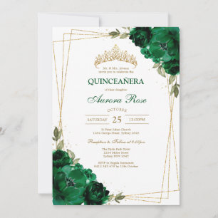 Green Mis Quince Quinceañera Birthday Invitation