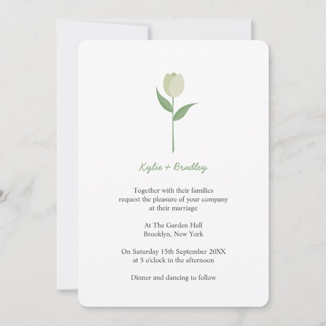Green Mist Minimalist Tulip Invitation (Back)