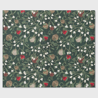 Green Mistletoe & Ornament Christmas Wrapping Paper