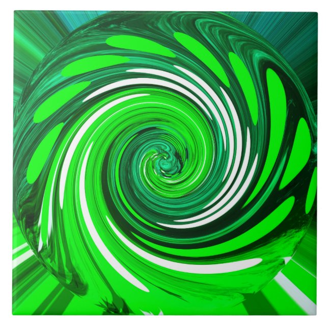 Green mix art ceramic tile (Front)