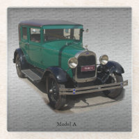 Green Model A glass coaster