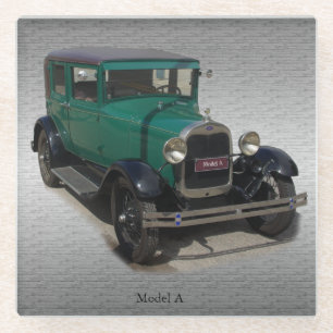 Green Model A glass coaster