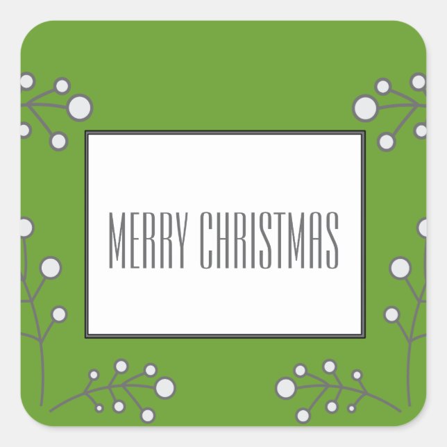 Green Modern Berry Holiday Stickers (Front)