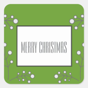 Green Modern Berry Holiday Stickers