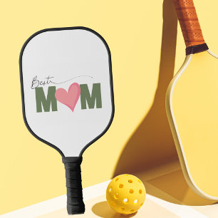 Green Modern Best Mom Pink Heart Mother's Day Pickleball Paddle