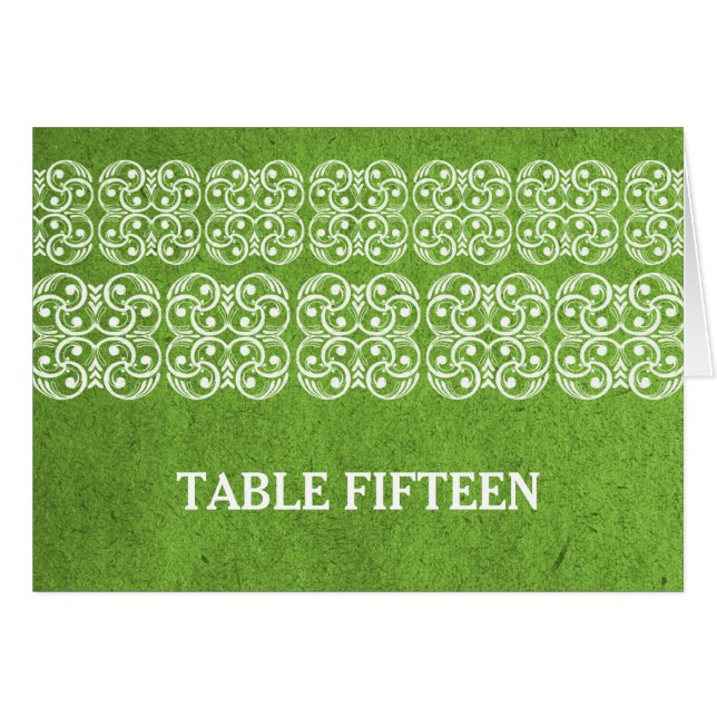 Green Modern Bohemian Table Number Card (Front Horizontal)