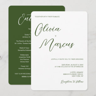 Green Modern Chic Script Wedding Entourage  Invitation