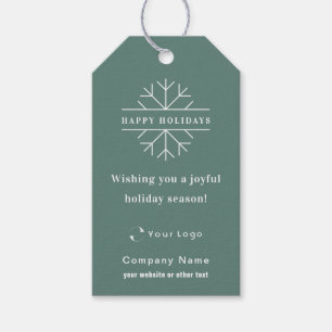 Green Modern Christmas Business Logo QR code Chic Gift Tags