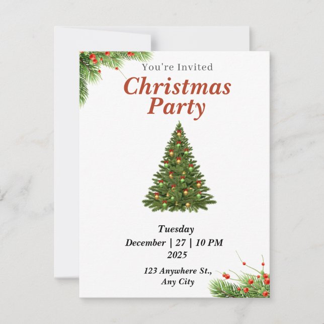 Green Modern Christmas Invitation (Front)